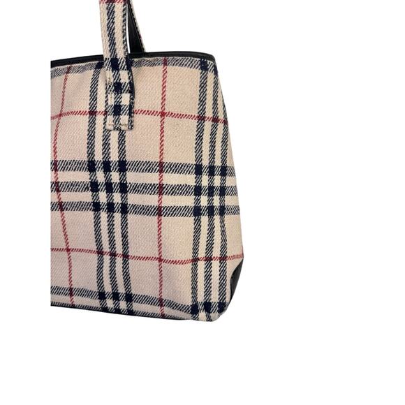 BURBERRY Vintage Wool Nova Check Handbag Tartan Plaid Shoulder Bag Tote EUC - Picture 2 of 7